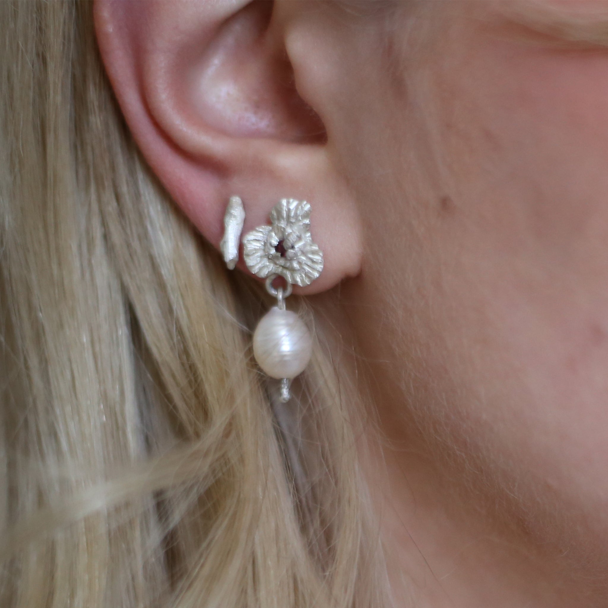 Wild Pansy Earrings withTourmalines and Pearls